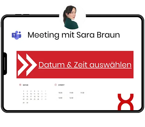 Datum und Zeit auswählen für ein Meeting mit Sara Braun von Axalon